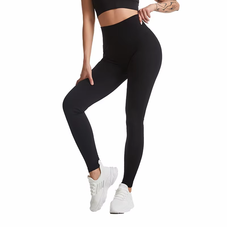 Wholesale High Quality Custom Logo Fitness Gym Tights No Front Line Seamless Soft High Waist Yoga Pants Leggings Women