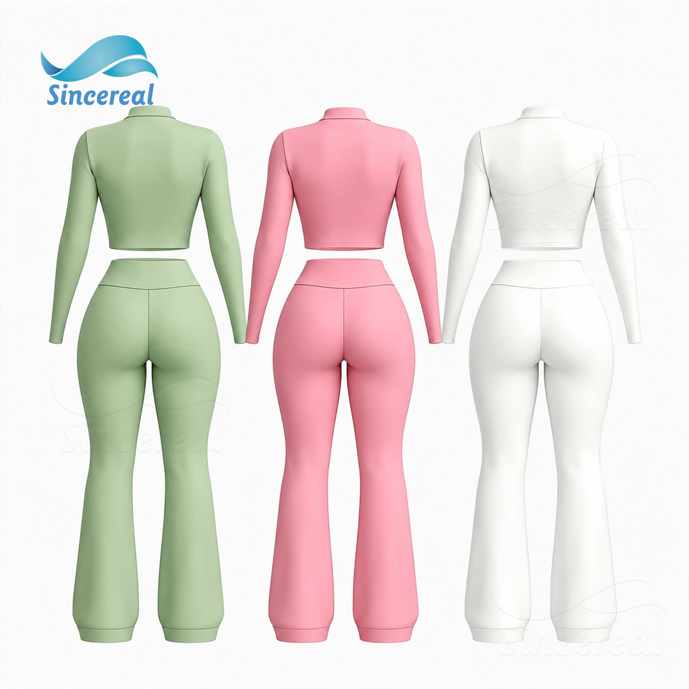 Custom logo Gym Y2K Fitness Workout Set Full Zip up Jacket Flared Yoga Leggings Matching Headband 2 Piece Women Activewear Sets