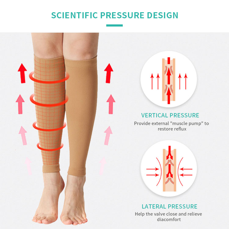 Mild Compression Seamless Pantyhose for Swelling Varicose Veins Nylon and Spandex Open Toe Pantyhose / Tights Black, Beige