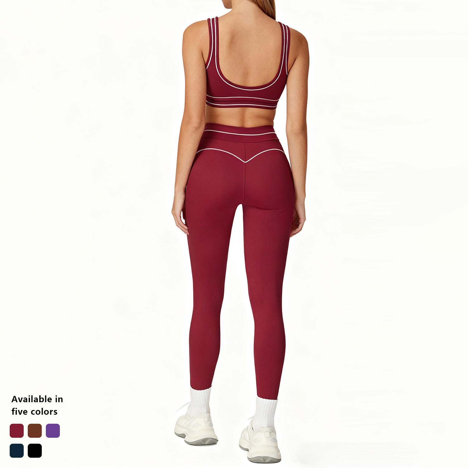 Private Label Custom Logo Contrast Stitch Yoga Sets Wholesale OEM Women High Waist Gym Workout Outfits 2 Piece Fitness Wear