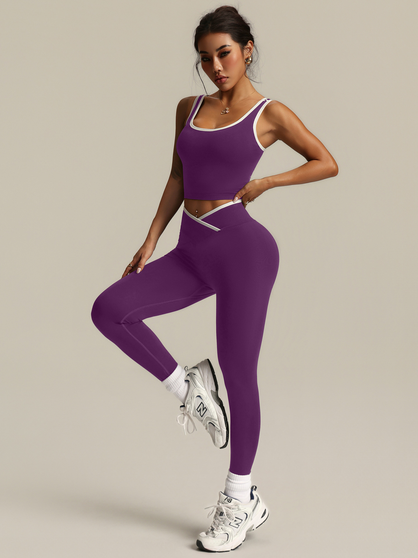 Custom Logo Women Seamless Yoga 2 Piece Set High Stretch Quick Dry Workout Tank Top Private Label Gym Activewear