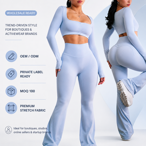 Custom High-Waisted Flared Activewear Sets For Women Pilates