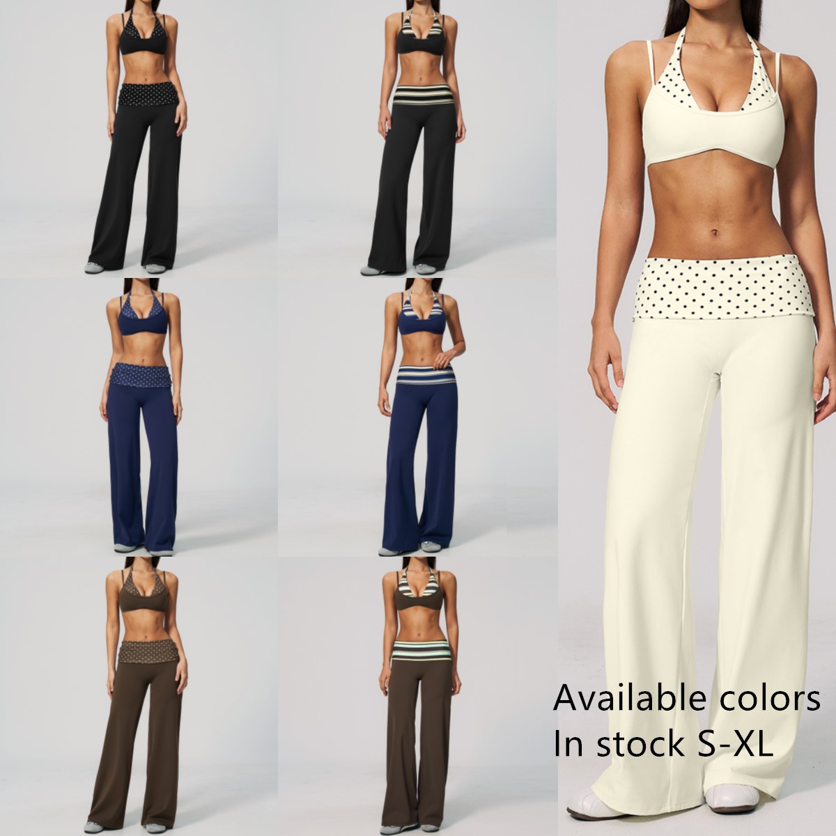 Custom Fitness Yoga Sports Wear Halter Top And Fold Over Bottoms Gym Clothes Workout Set For Women Outfits Ropa Deportiva Mujer