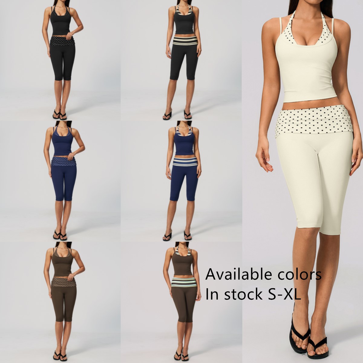 Custom Fitness Yoga Sports Wear Halter Top And Fold Over Bottoms Gym Clothes Workout Set For Women Outfits Ropa Deportiva Mujer