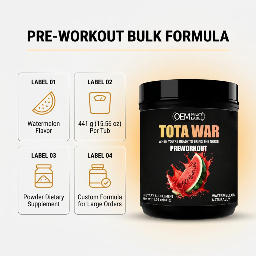 Bulk Pre Workout Powder Watermelon 441g Tub Wholesale Private Label Sports Nutrition OEM ODM