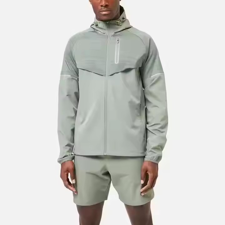 Custom Label Sportswear Set Mens Sports Suits Zip up Jacket Windbreaker Short Set Outdoor Gym Wear Hooded Tracksuits