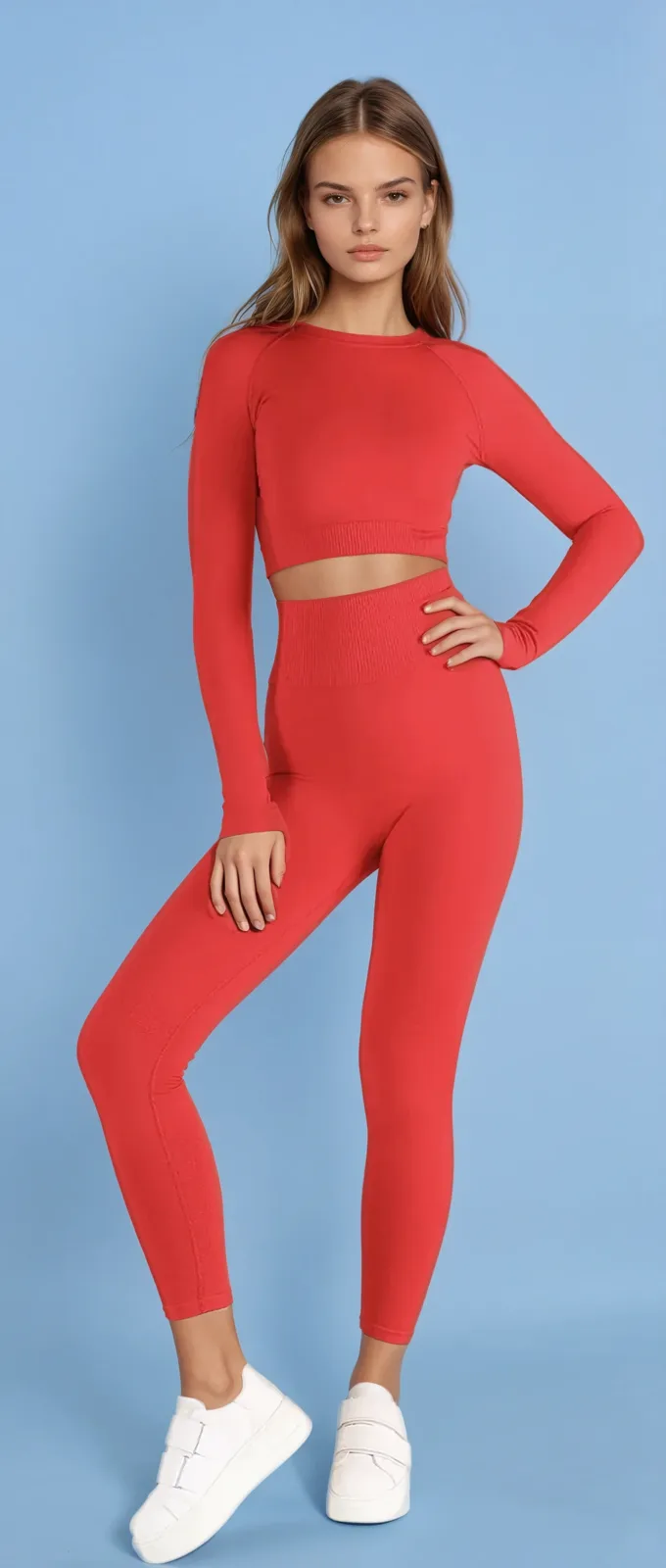 Red seamless fitness set reference