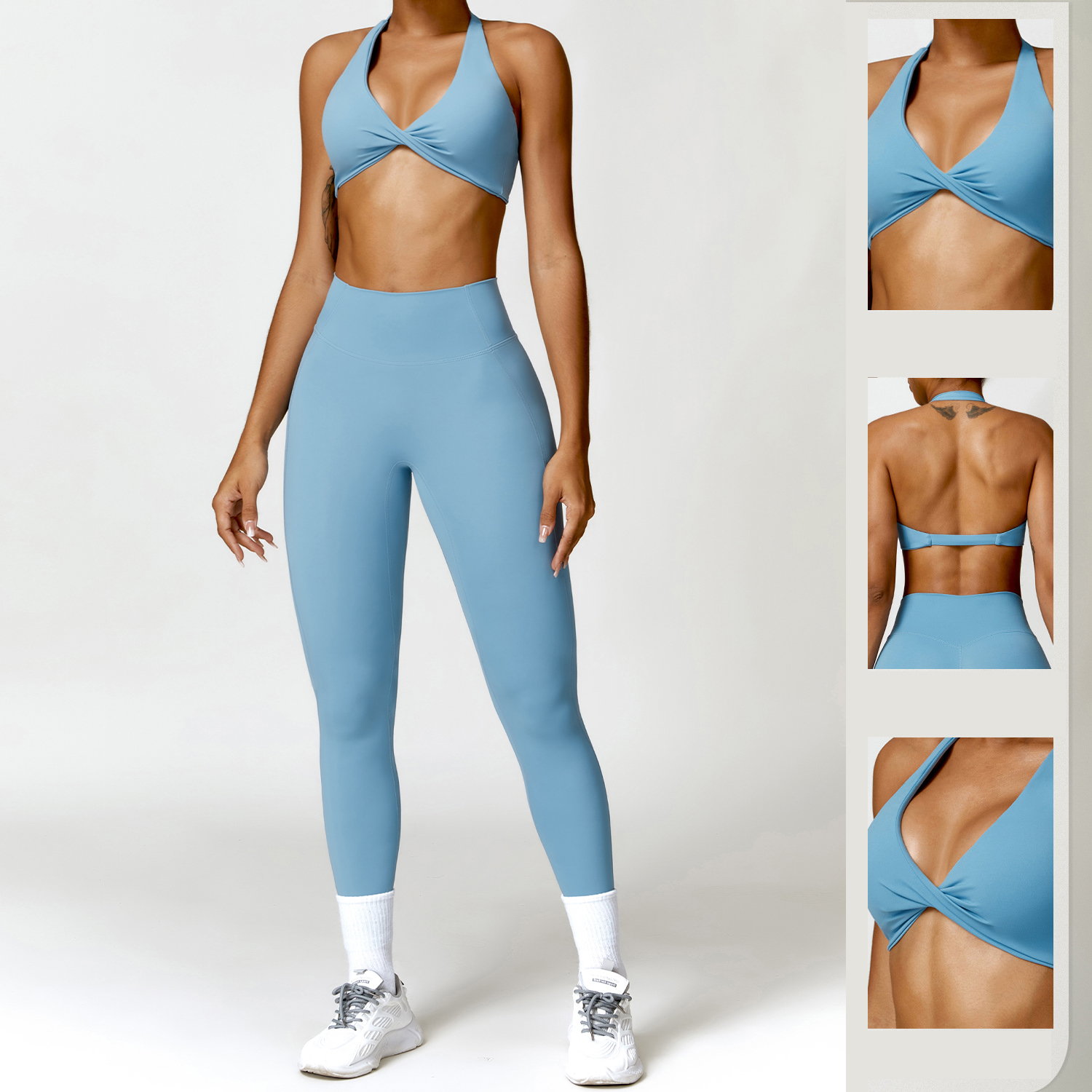 Wholesale Custom Fitness Wear Yoga Sets Gym Workout Clothes Athletic Suits Sports Bra Jacket High Waist Leggings Set for Women