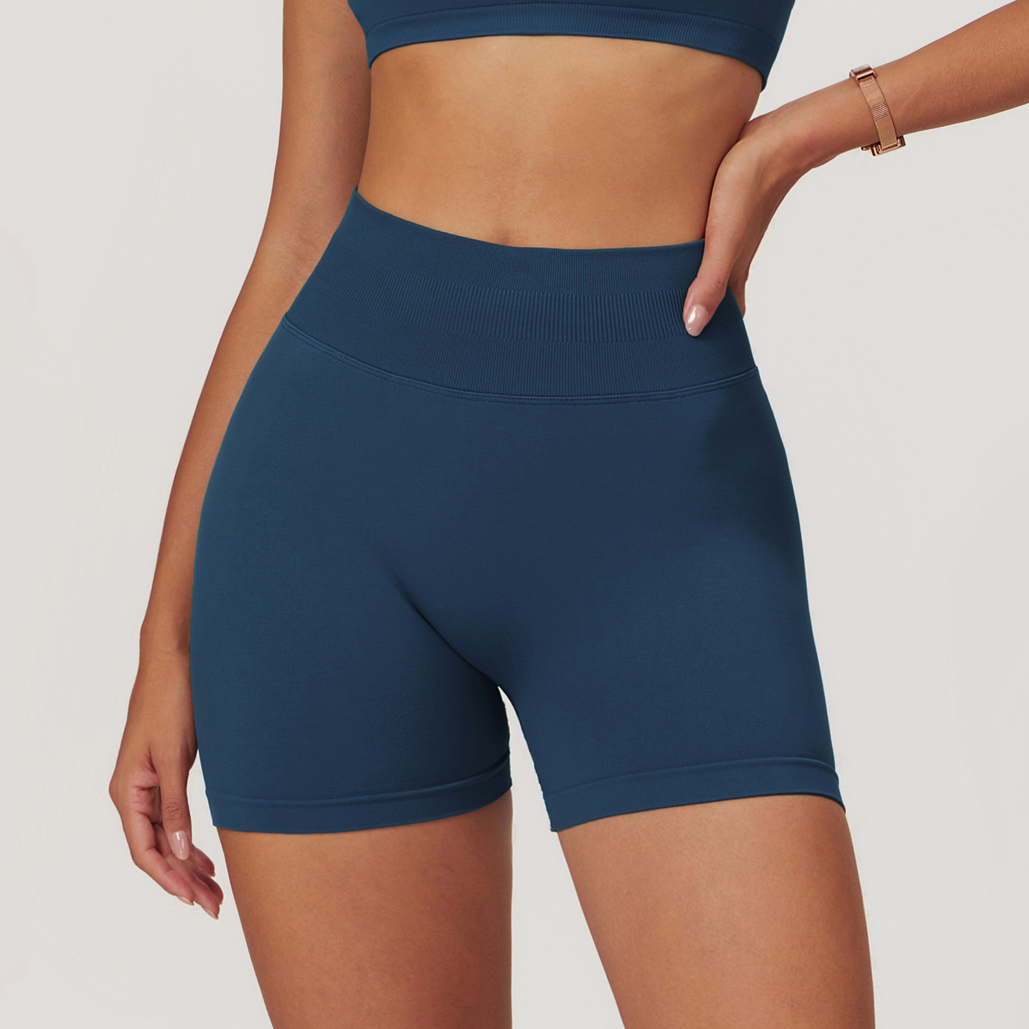 High Quality Seamless High Waist Slim Fit Yoga Running Shorts Gym Fitness Butt Lifting Breathable Solid for Women Biker Shorts