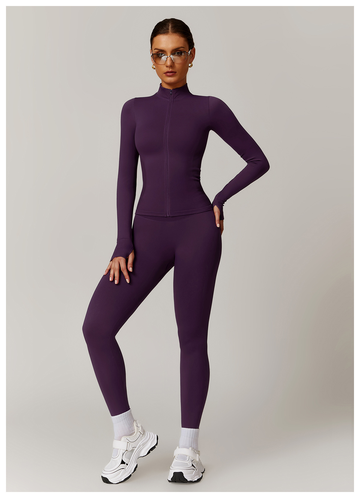 Wholesale Custom 2 Piece Seamless Long Sleeve Top Sports Jacket Gym Fitness Activewear Set Women Workout Leggings Sets for Women