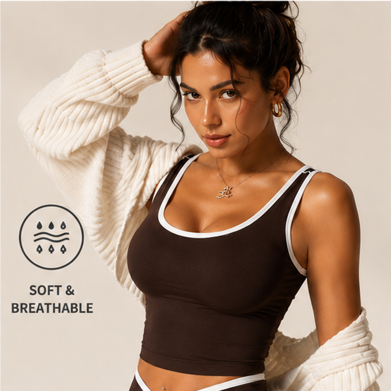 Custom Logo Women Seamless Yoga 2 Piece Set High Stretch Quick Dry Workout Tank Top Private Label Gym Activewear