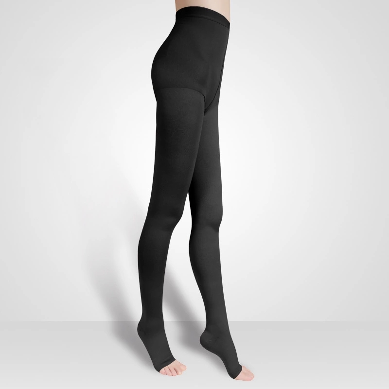Mild Compression Seamless Pantyhose for Swelling Varicose Veins Nylon and Spandex Open Toe Pantyhose / Tights Black, Beige