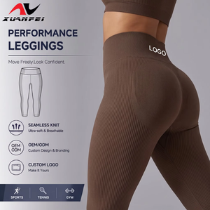 Custom Logo V-Shape Ribbed High Waist Elastic Athletic Yoga Leggings for Women