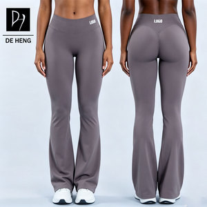 Custom New Arrival Nylon Supportive Fabric Mid Waist Tight Hip Lifting Bellbottom Pants