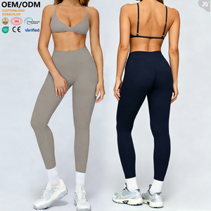 Hot Sale Sports Gym Clothing Fitness Pilates Leggings with Bra 2 Piece Set