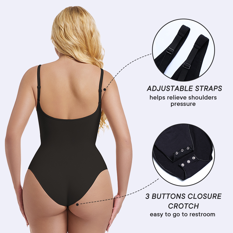 Front Invisible Zip up Brief Bodysuit Tank Top Slim Fit Sexy V Neck Shapewear Seamless One Pieces Bodysuit Jumpsuit