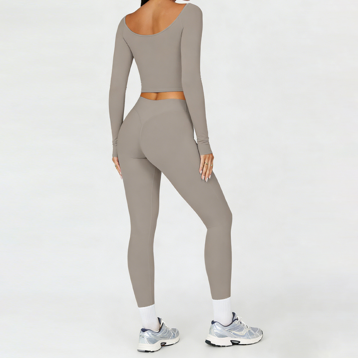 XW-ACX8002-2+ACK8002-1 New Arrivals Gym Clothing Fitness Fashion v Neck Custom Workout Outfit 2 Piece Sports Yoga Wear Set