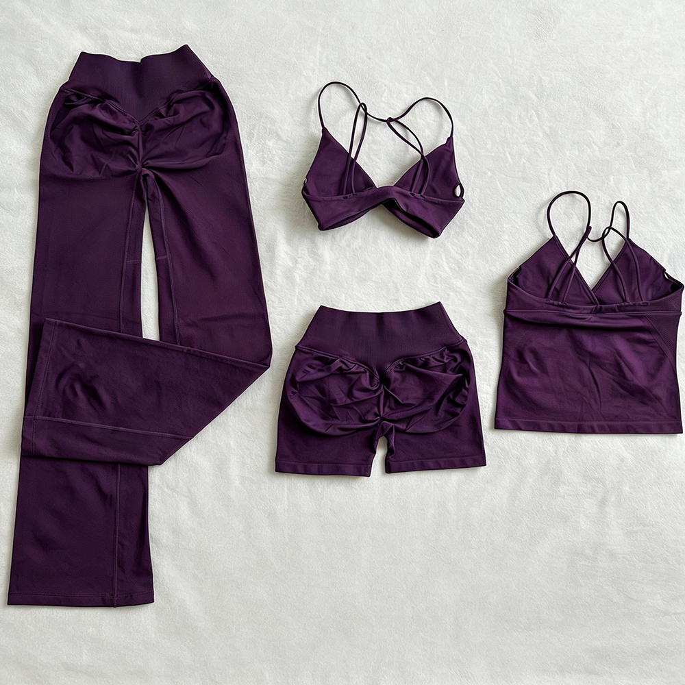 Hot Gym Fitness Sets Seamless Sports Bra High Waist Flared Leggings For Women Workout Tracksuit Wholesale Yoga Wear Set Custom