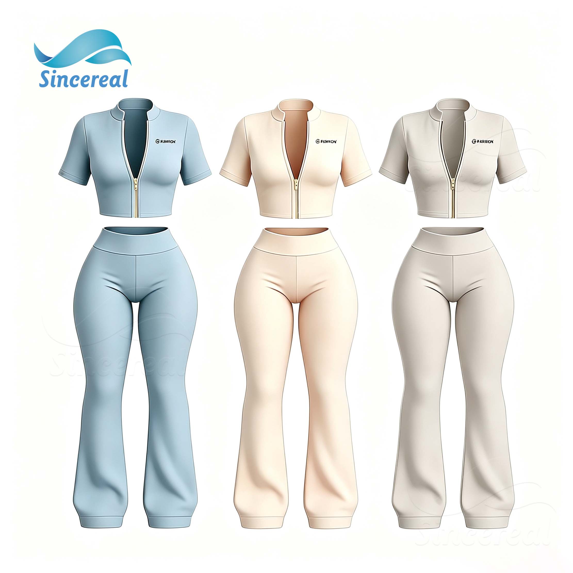 Custom logo Gym Y2K Fitness Workout Set Full Zip up Jacket Flared Yoga Leggings Matching Headband 2 Piece Women Activewear Sets