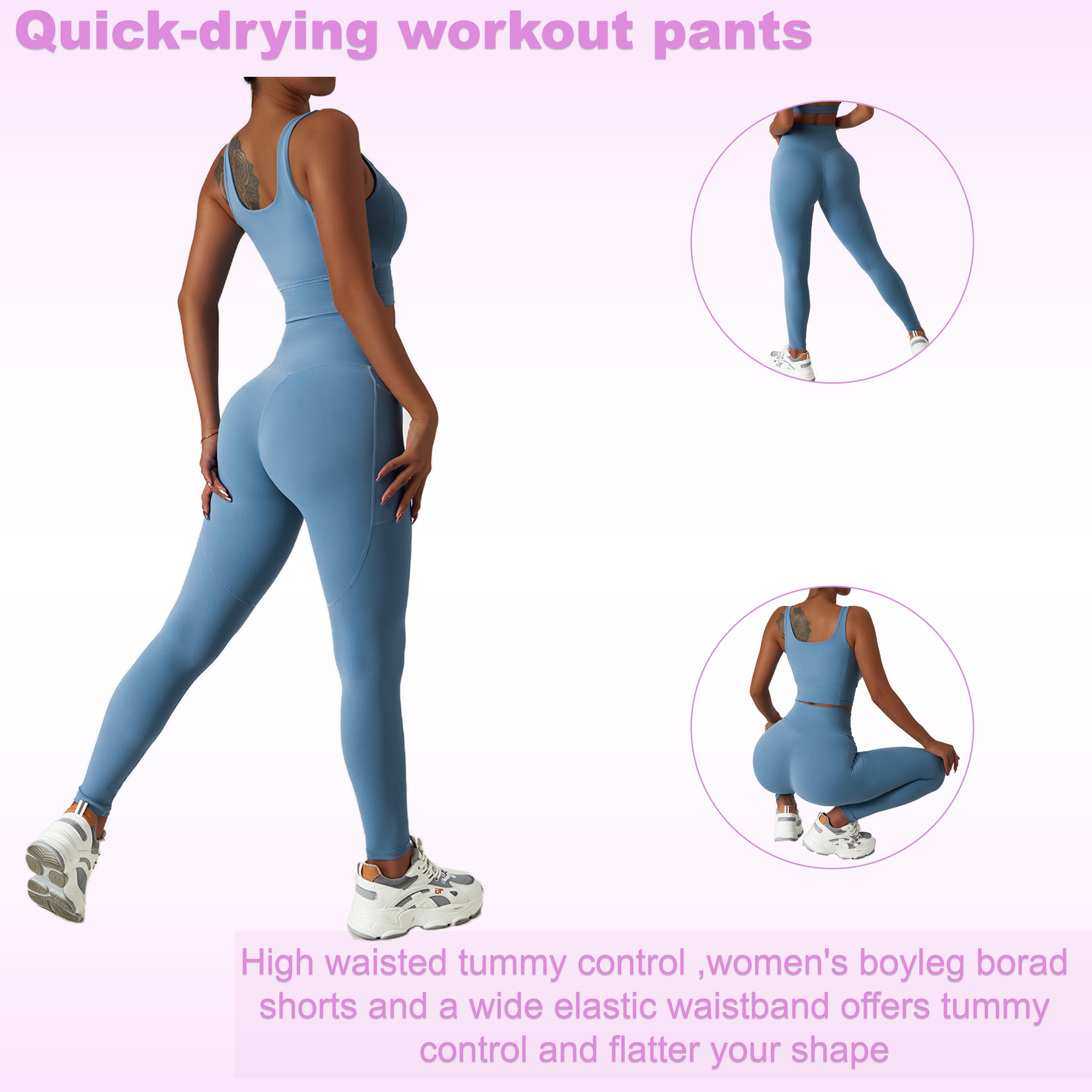 Wholesale Yoga Leggings Running Workout Clothing Yoga Suit Top Sports Wear Gym Fitness Set