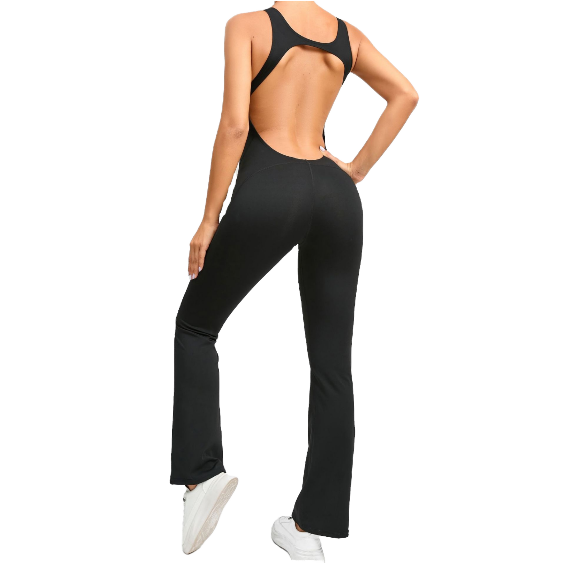 Wholesale Fashion Yoga Pilates Stretch Seamless Ribbed Flared Playsuits Girls Conjuntos Pants Women's Bodysuits