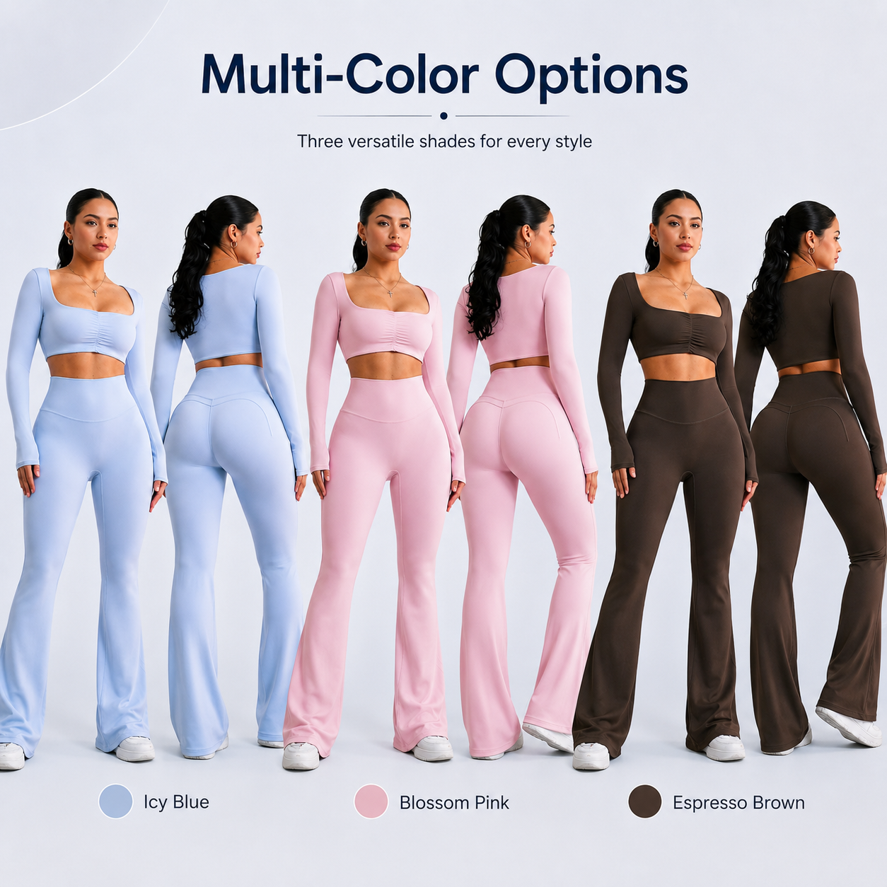 Custom 2-Piece High-Waisted Flared Activewear Sets For Women Pilates &amp; Yoga Workout Clothes
