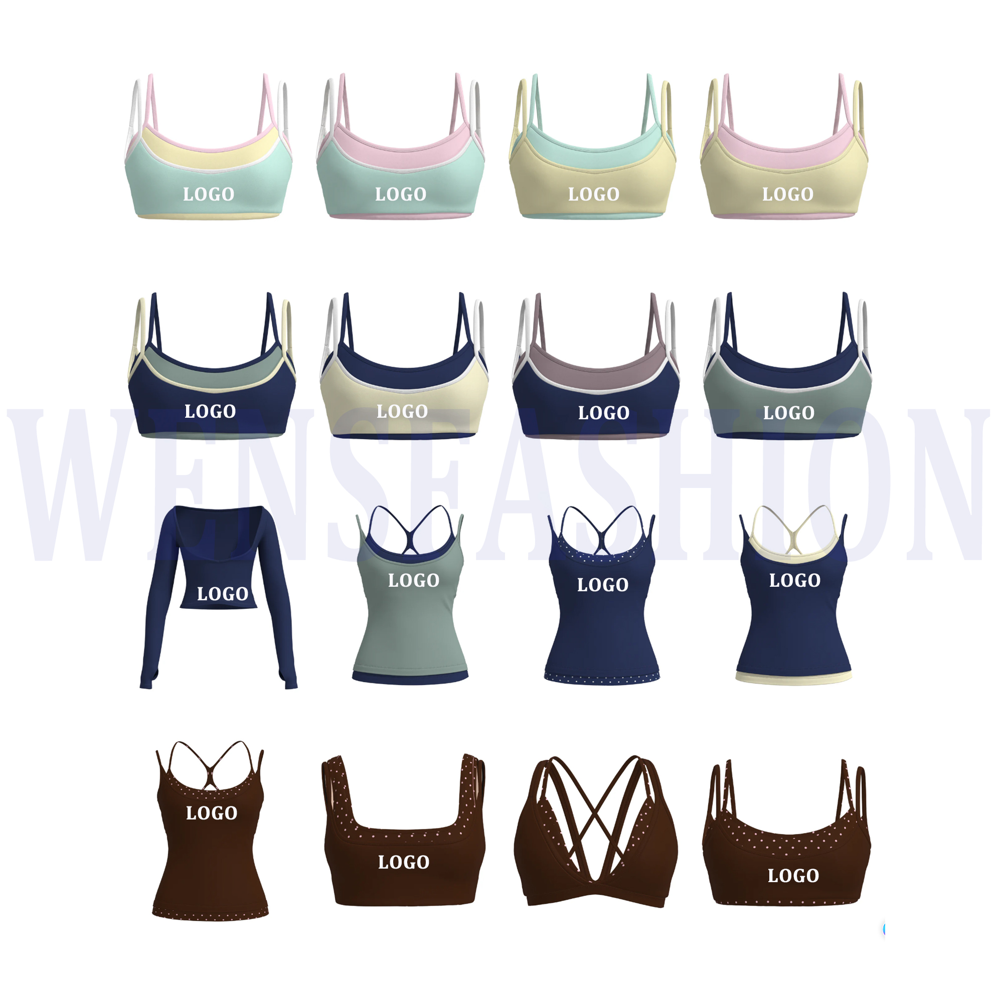 Custom Soft Sculpt Fabric Reversible Quick Dry ContrastDouble Layered Scoop Bra Built-in Shelf Bra Eco-Friendly Fitness Yoga Top