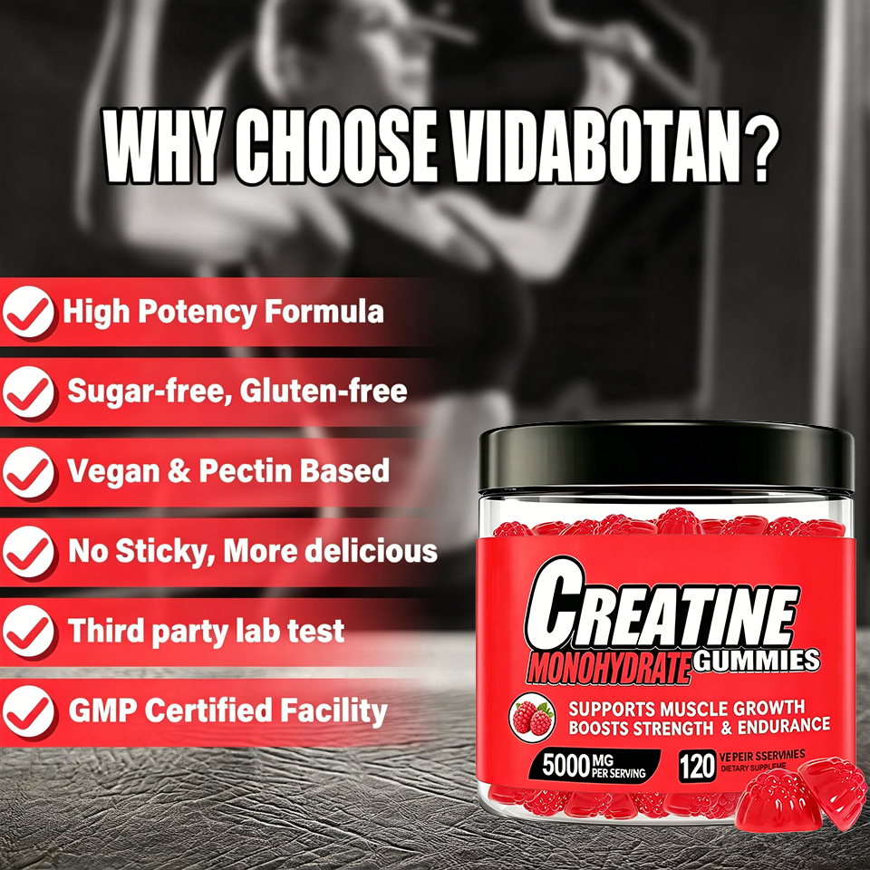 Creatine Monohydrate Creatina Monohidratada Pre Workout Gummies 5000mg Vegan Custom Loggo Private Label for Women