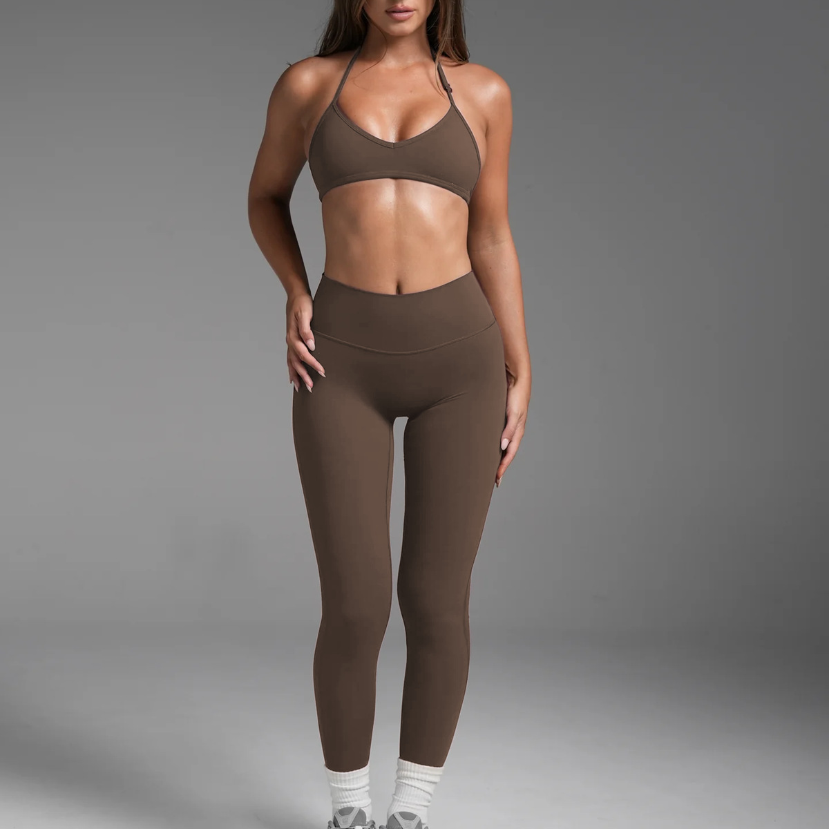 Wholesale Seamless Activewear Women Sports Gym Fitness Sets Halter Sports Bra High Waist Legging Quick Dry Yoga Set