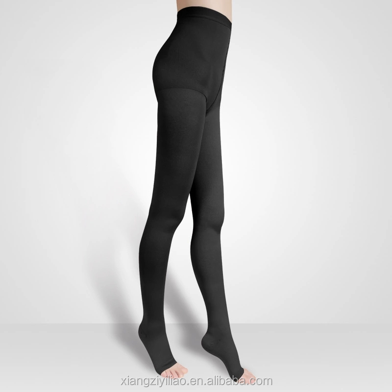 Mild Compression Seamless Pantyhose for Swelling Varicose Veins Nylon and Spandex Open Toe Pantyhose / Tights Black, Beige