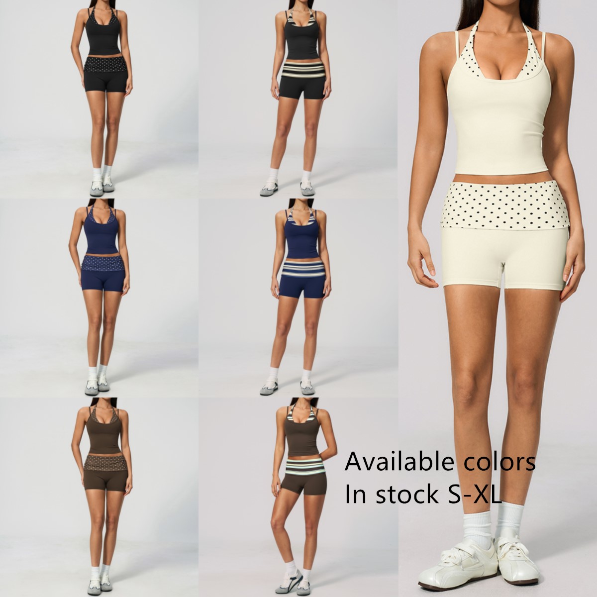 Custom Fitness Yoga Sports Wear Halter Top And Fold Over Bottoms Gym Clothes Workout Set For Women Outfits Ropa Deportiva Mujer