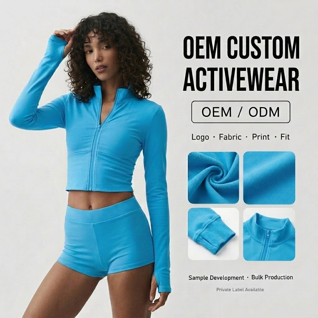Custom Organic Cotton Full Zip Hoodie Set Buttery Soft Spandex Yoga Set Two-Way Zipper Thumbholes Tracksuit Factory OEM