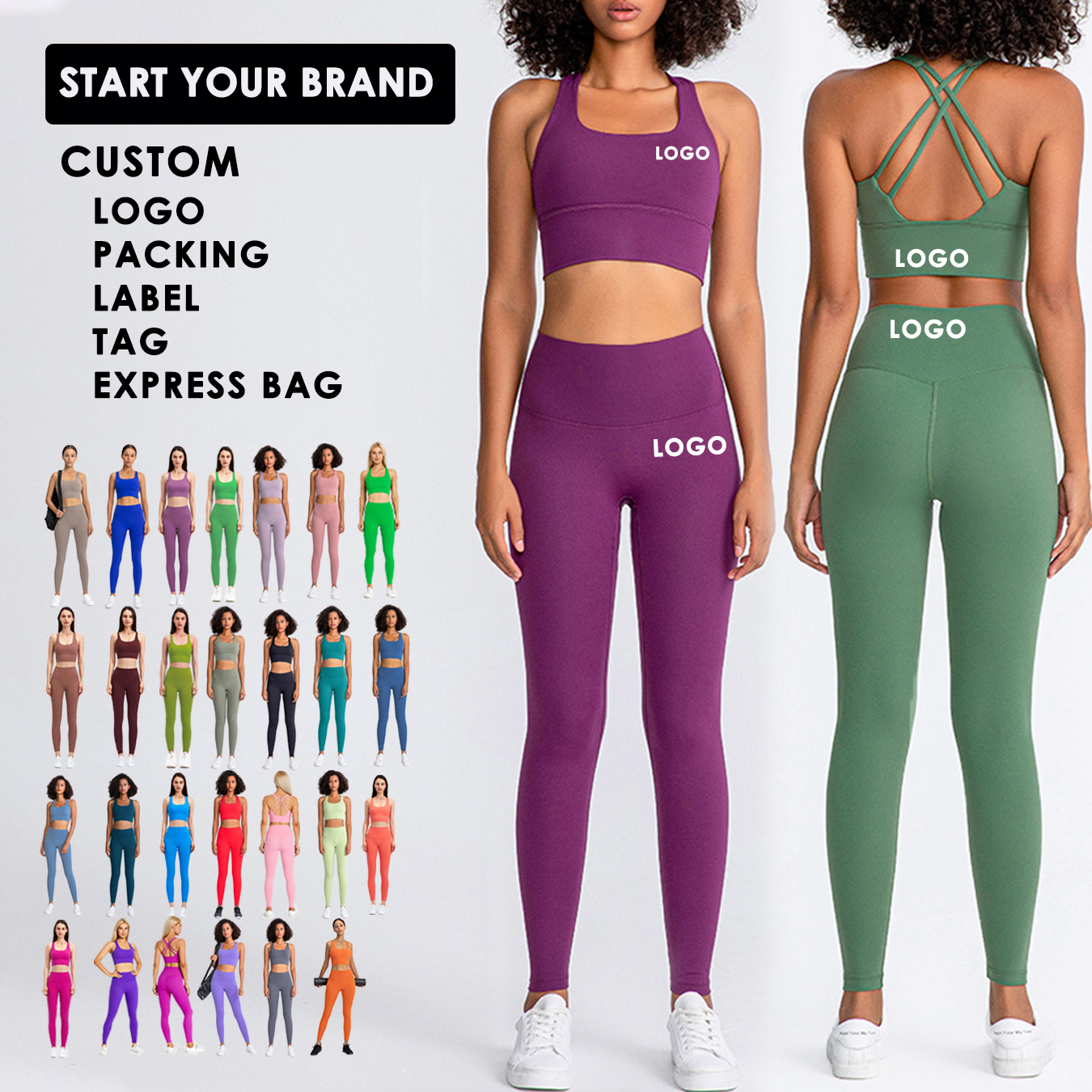 Wholesale Custom 2 Piece Seamless Long Sleeve Top Sports Jacket Gym Fitness Activewear Set Women Workout Leggings Sets for Women