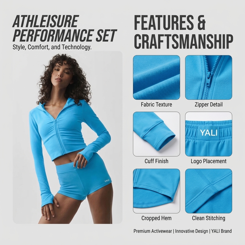 Custom Organic Cotton Full Zip Hoodie Set Buttery Soft Spandex Yoga Set Two-Way Zipper Thumbholes Tracksuit Factory OEM