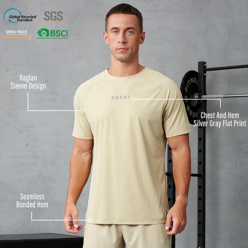 Custom Private Label Nylon Breathable Soft Bonded Hem Regular Workout Quick Dry Fit Leisure Top Fitness Running Gym t Shirt Men