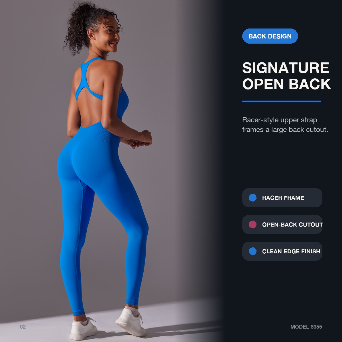 Nessaj OEM Women's Workout Jumpsuit One Piece Seamless Spandex/Nylon Bodysuit Breathable Quick Dry Backless Full Length