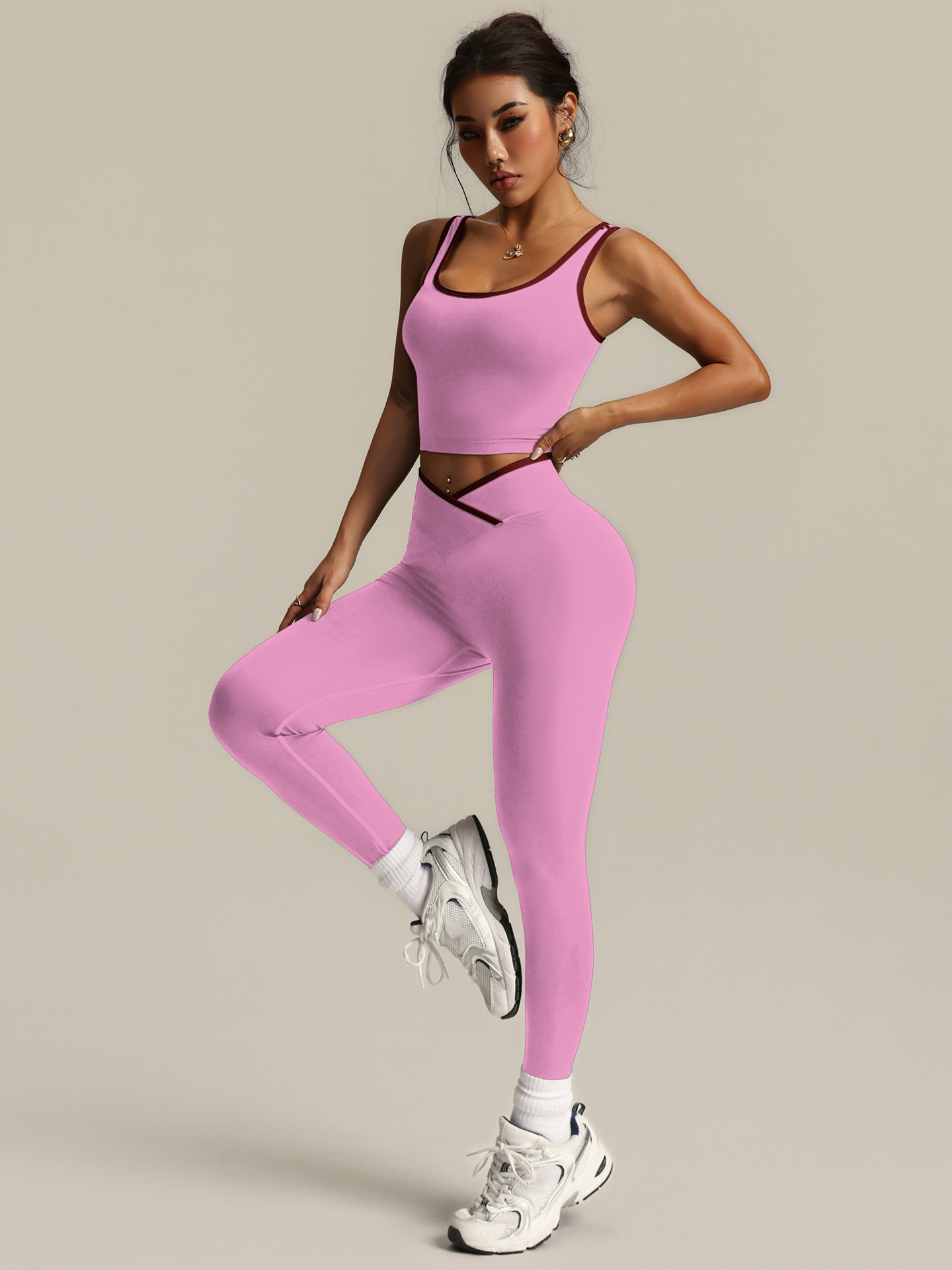 Custom Logo Women Seamless Yoga 2 Piece Set High Stretch Quick Dry Workout Tank Top Private Label Gym Activewear