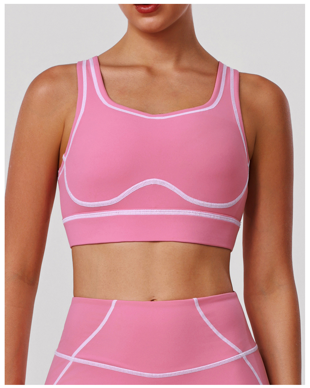 Women Color Block Sport Yoga Gym Running Workout Fitness Padded Bras High Impact Support Activewear Tank Crop Top Sports Bra