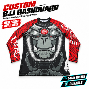 Custom Rashguard BJJ 4 Way Stretch Flatlock Stitched Sublimated Long Sleeve