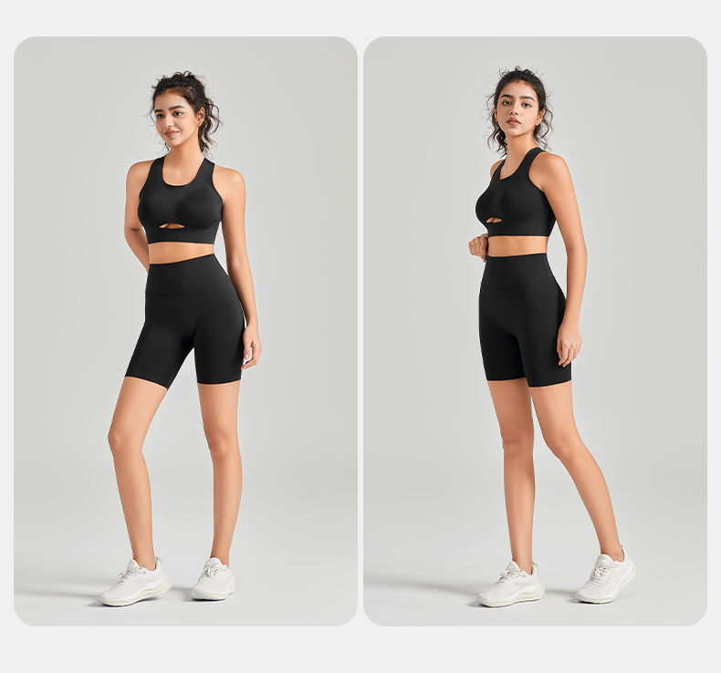 Women's Seamless Quick Dry Yoga Leggings Wireless Padded Workout Breathable Athletic Fitness Bralette for Gym Exercise