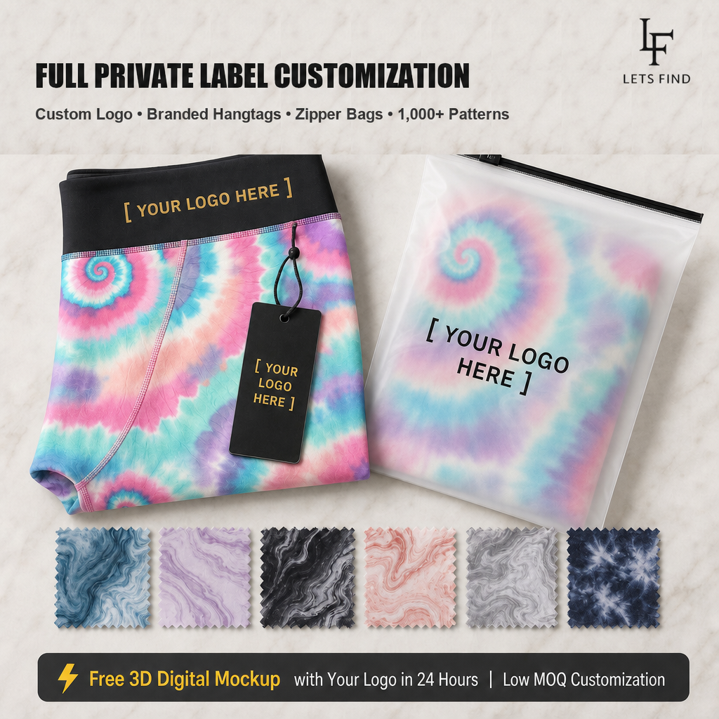 Custom High Waist Women's Yoga Leggings No Front Seam Scrunch Butt Workout Tie Dye Seamless and Breathable with Pockets