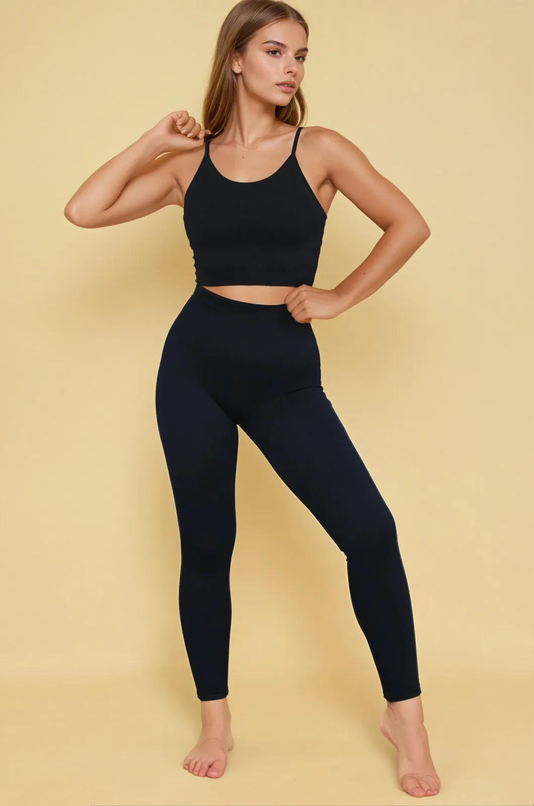 Classic black seamless workout set reference