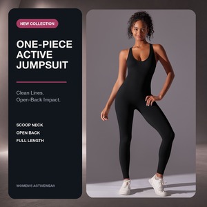 Nessaj OEM Women Workout Jumpsuit One Piece Seamless Spandex Nylon Bodysuit