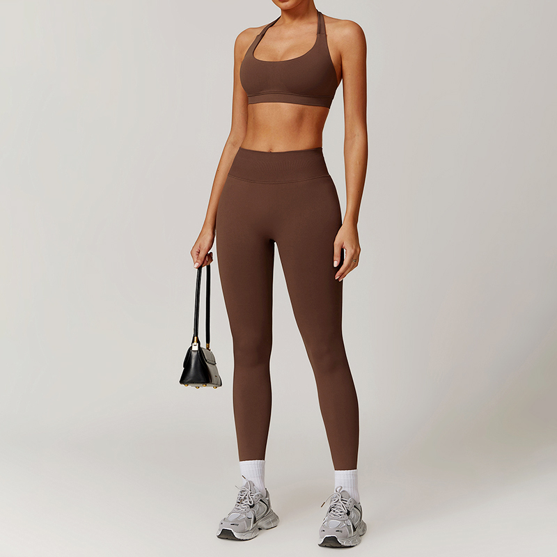 2 PCS High Quality Women's Yoga Set Seamless Gym Fitness Sportswear with Elastic Waist Custom Logo Solid Pattern Yoga Pants