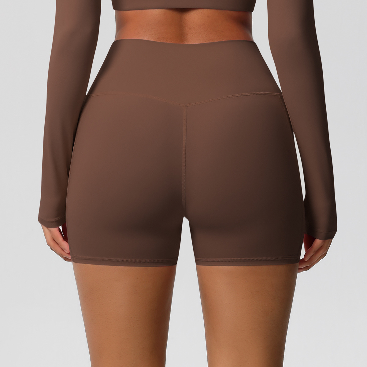 Women's Seamless Yoga Pocket High Waist Shorts-Elastic Waist Tight-Fitting Running Fitness Customizable with Sports Logo