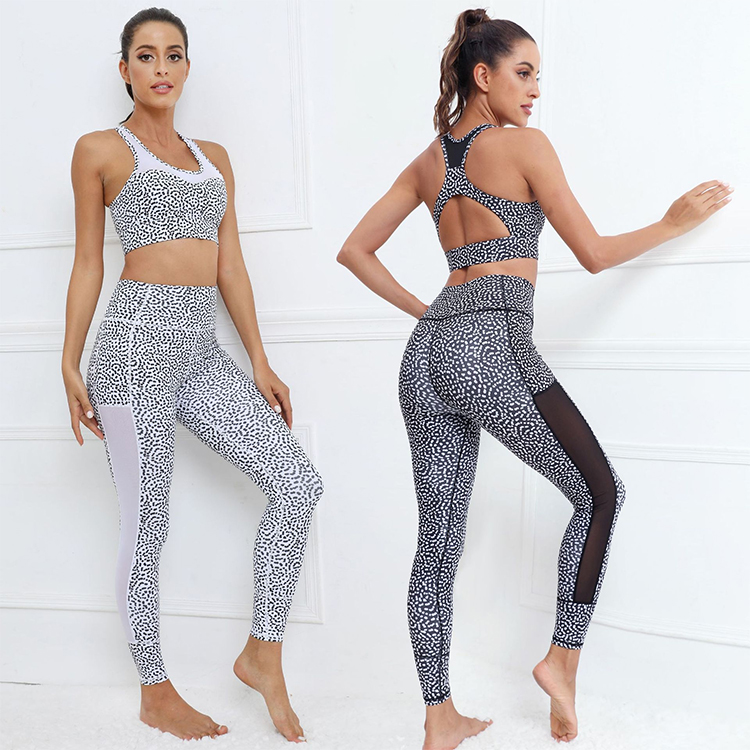 Wholesale Custom Logo Sport High Waist Yoga Pants Leggings with Mesh and Pocket for Women