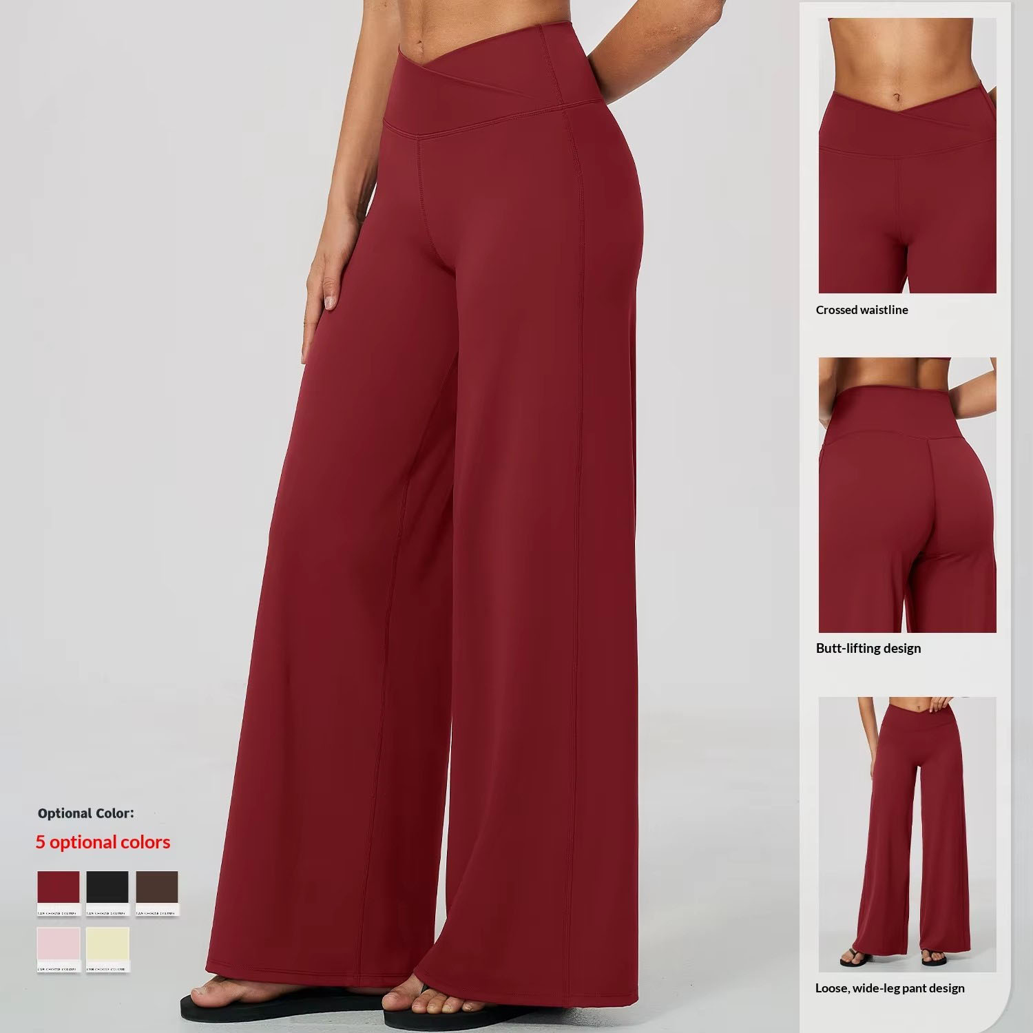 Wholesale Crossover V Waist Wide Leg Yoga Pants Women Buttery Soft High Rise Loose Athletic Trousers Casual Lounge Yoga Pants