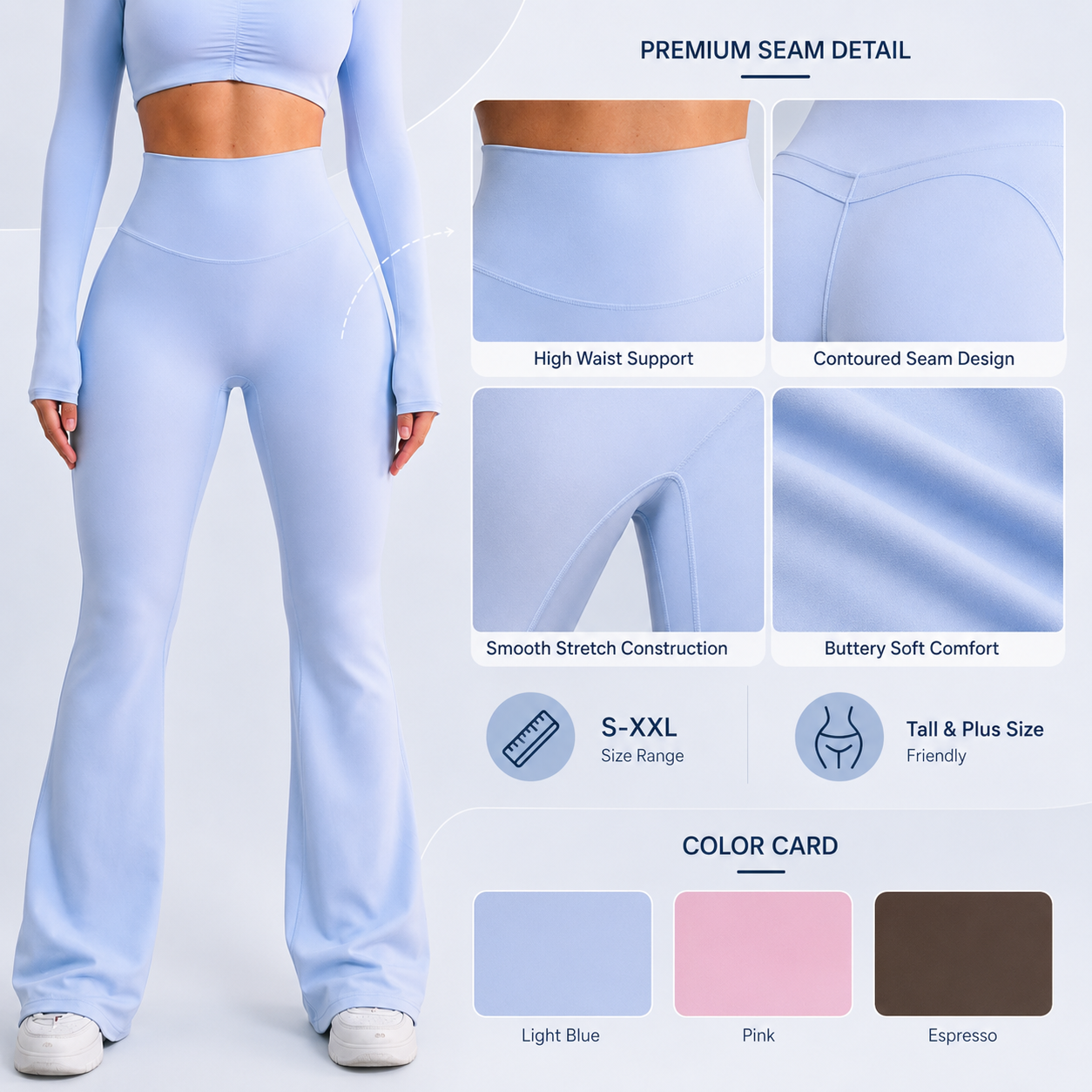 Custom 2-Piece High-Waisted Flared Activewear Sets For Women Pilates &amp; Yoga Workout Clothes