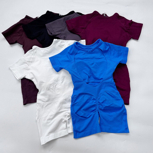 Seamless Short Sleeve Backless Yoga Jumpsuit