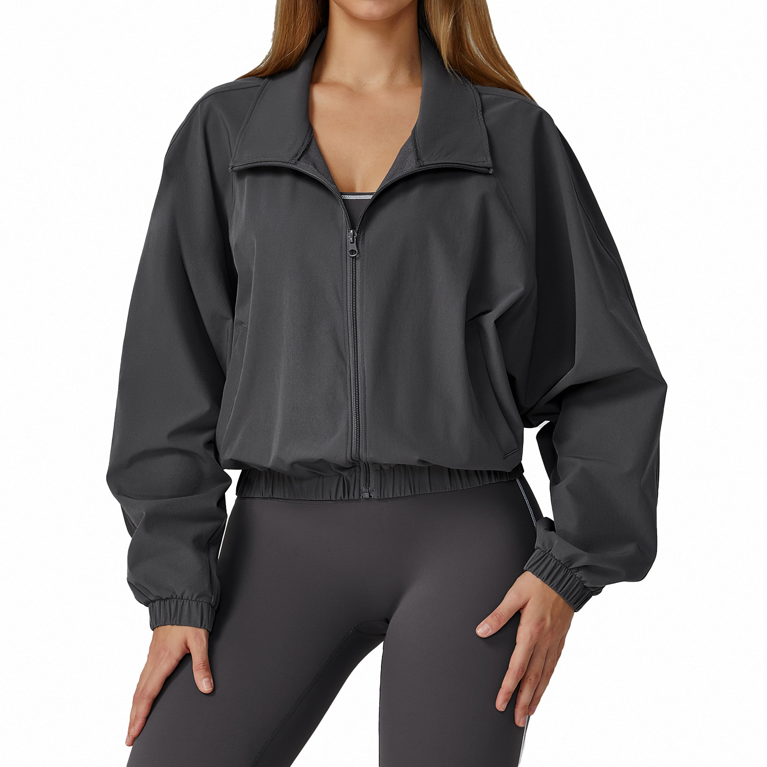 Eco Friendly Yoga Wear Quick Dry Yoga Jacket Full Zip Long Sleeve Active Top Wholesale Gym Workout Clothes for Women Custom Logo